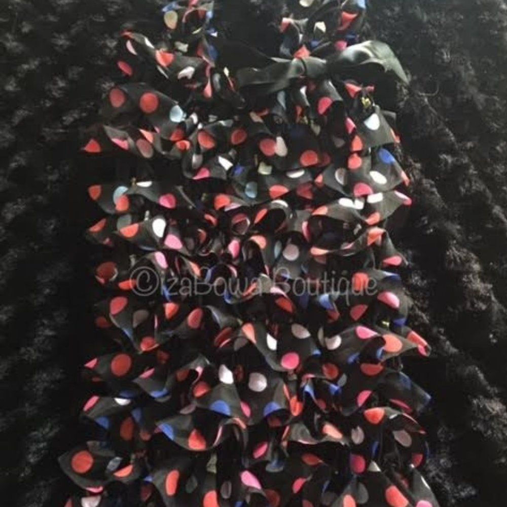 Black Polka Dot Satin Romper  RBLPD  Large 2T-3T  New
